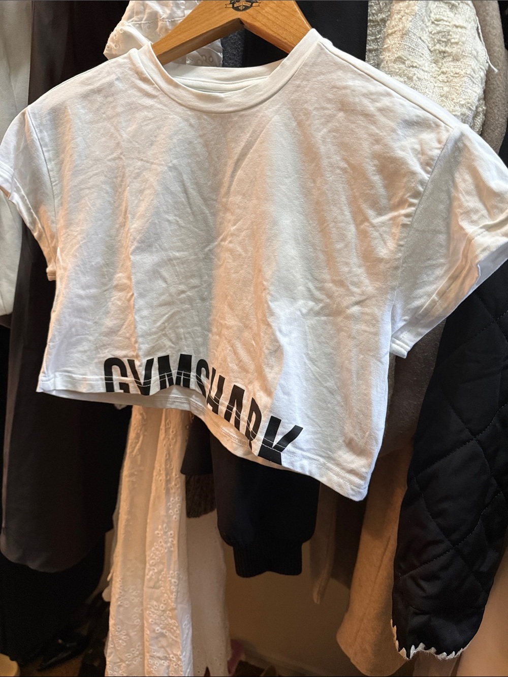 Gymshark White Cropped Logo Tee